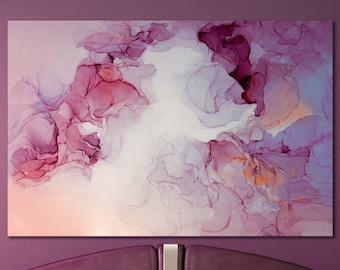 Pink Violet Marble Pattern PETA Approved Eco Leather Canvas Multi Panel