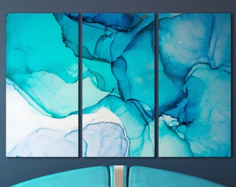 Baby Blue Marble PETA Approved Faux Leather Canvas Wall Art