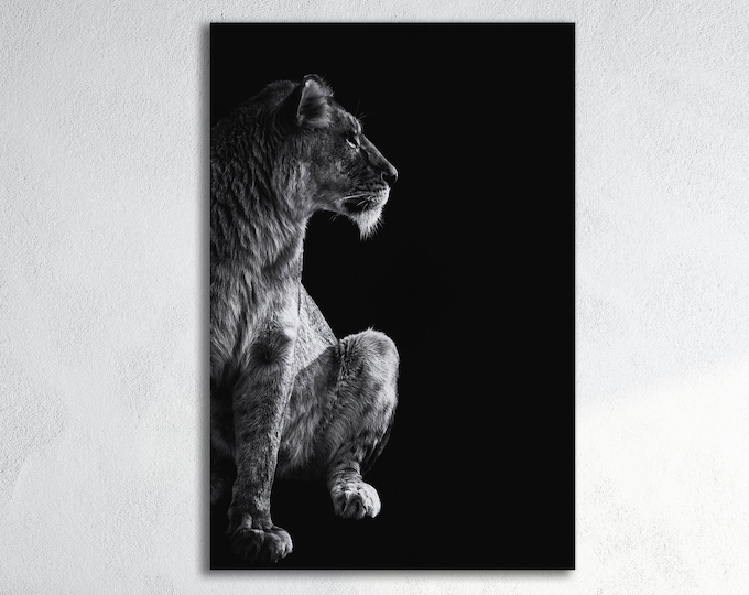 Lioness Portrait Leather Print/Large Wall Art/Large Lioness Print/Wild Animals/Africa/Large Wall Decor/Made in Italy/Better than Canvas!