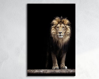 Lion Portrait Vegan Leather Print - Large Wall Art, Made in Italy