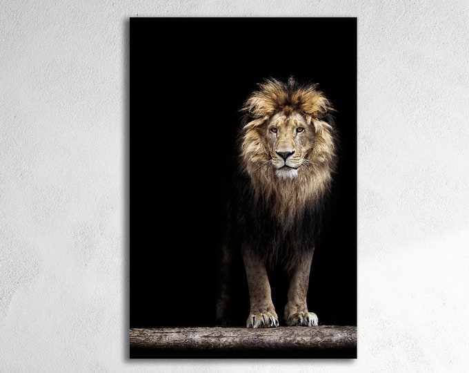 Portrait of a Lion Leather Print/Large Animal Print/Large Wall Art/Large Wall Decor/Home Decor/Made in Italy/Better than Canvas!