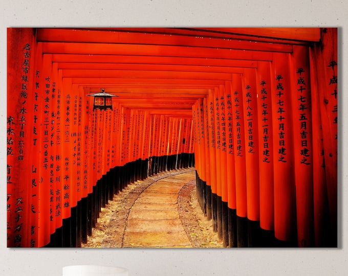 Torii Gates Fushimi Inari-taisha, Japan Canvas Leather Print/Large Japan Print/Large Wall Art/Wall Decor/Made in Italy/Better than Canvas!