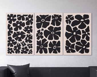 Minimal Flower Modern Frame Eco Leather Wall Art Print