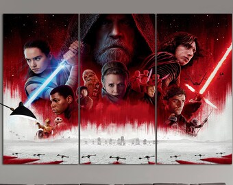 Star Wars The Last Jedi ARTWORK Leather Print/Large Star Wars Print/Large Wall Art/Kylo Ren/Luke Skywalker/Made in Italy/Better than Canvas!