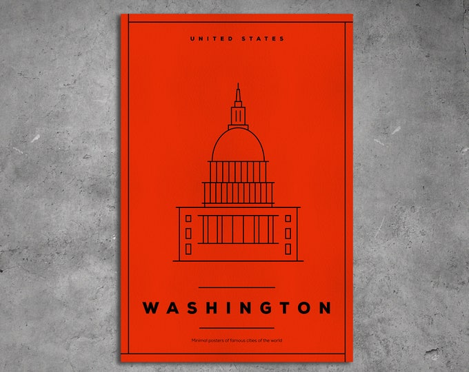 Washington Stylized Artwork Leather Print/Extra Large print/Wall Art/Better than Canvas!