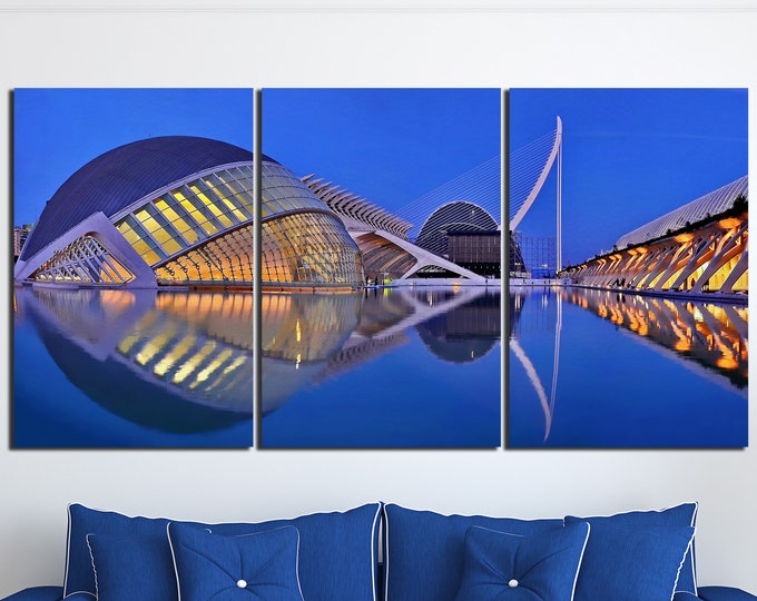 Valencia City of Arts and Sciences L'Hemisfèric Leather Print/L'Hemisfèric Print/Large Wall Art/Wall Decor/Made in Italy/Better than Canvas!