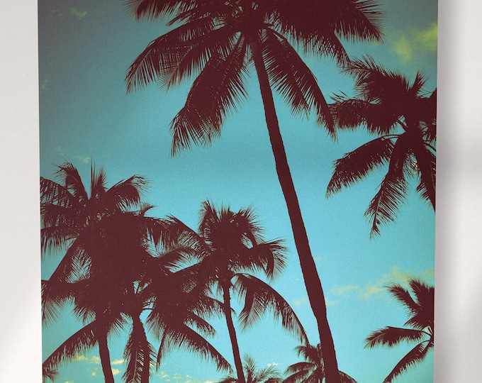 Hawaii Palms Vintage Filter Leather Print/Large Wall Art/Hawaii Print/Vintage Print/Vintage Filter/Made in Italy/Better than Canvas!