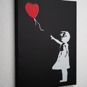 Banksy Girl With Balloon Print: Black Vegan Leather Wall Art
