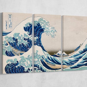 The Great Wave off Kanagawa Leather Print Reproduction, Made in Italy!