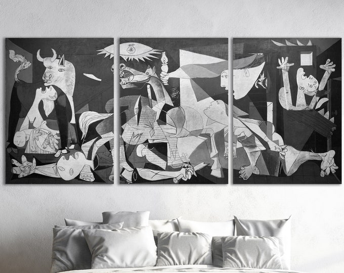Guernica By Pablo Picasso Leather Print Reproduction/Multi panel/Artwork galleryfine/Leather Art/Wall Art/Wall Decor/Better than Canvas!