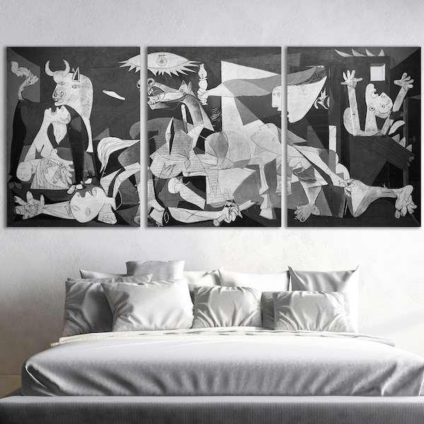 Guernica de Pablo Picasso Reproduction d'impression en cuir/Panneaux multiples/Gallerie d'œuvres d'art fine/Art du cuir/Art mural/Décor mural/Mieux que la toile !