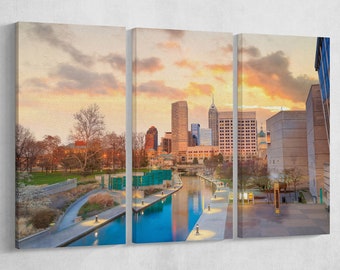 Indianapolis Skyline Twilight Eco Leather Wall Art Print