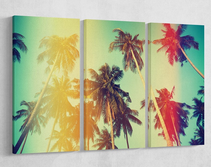 Vintage Palms Leather Print/Wall Art/Wall Decor/Extra Large Print/Multi Panel Print/Better than Canvas!