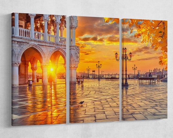 San Marco Square at Sunrise, Venezia, Italy Leather Print/Multi Panel Print/Multi Pieces Print/Italy Print/Extra Large/Better than Canvas!