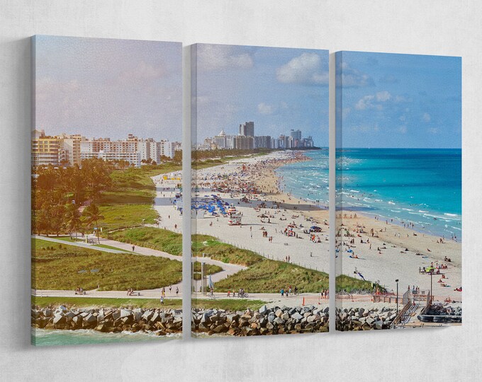 Miami Beach Print/Multi Panel Miami Beach/Extra Large Miami Beach/Better than Canvas!