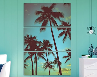 Hawaii Palms Vintage Filter Leather Print/Large Wall Art/Hawaii Print/Vintage Print/Vintage Filter/Made in Italy/Better than Canvas!
