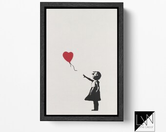 Girl With Balloon by Banksy Leather Print/Balloon Girl/Wall Art/Wall Decor/Large Print/Artwork/Red Heart/Made in Italy/Better than Canvas!