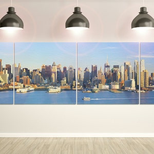 Manhattan Skyline Panorama Leather Print/Large New York Print/Large Manhattan Multi Panel print/Large Manhattan Wall Art/Better than Canvas!