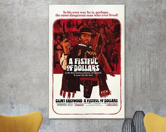 A Fistful of Dollars Poster Leather Print/Playbill Print/Classic Movies Print/A Fistful of Dollars Wall Art/Sergio Leone/Better than Canvas!