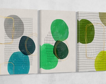 Geometric Modern Art Color Blocks Wall Art Vegan Leather Canvas Print Ready to Hang