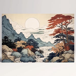 Sussurri del Fiume all'Alba: Una Sinfonia in Toni Delicati Decorazione da Parete Stampa Tessuto Ecopelle, Made in Italy!