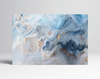 Blue Marble Abstract Copper Vein PETA Approved Eco Leather Single Triptych Wall Art