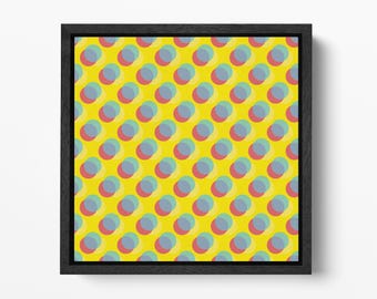 Retro Pop Art Circle Pattern Eco Leather Canvas Print Wall Decor