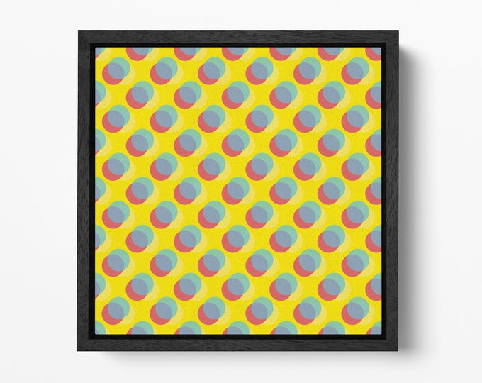 Retro Pop Art Circle Pattern Wall Decor Style Framed Canvas Eco Leather Print