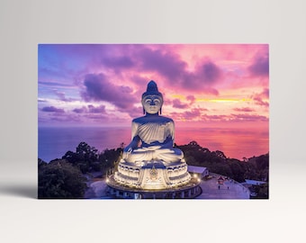 Big Buddha Phuket Thailand Twilight PETA Approved Eco Leather Multi Panel Wall Art