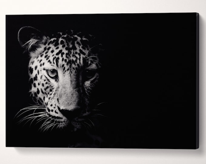 Close Up Black and White Leopard Leather Print/Black and White Print/Large Wall Art/Large Wall Decor/Made in Italy/Better than Canvas!