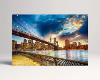 Brooklyn Bridge NYC PETA Approved Eco Leather Canvas Multi Panel Wall Art