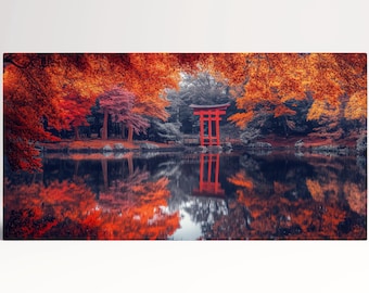 Autumn Torii Gate Japan PETA Vegan Leather Gallery Wrap Print