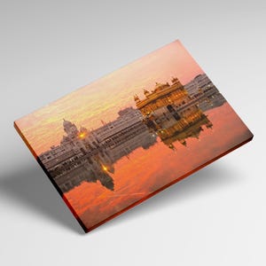 Golden Temple Sri Harmandir Sahib, Amritsar, Punjab, India at sunset canvas eco leather print