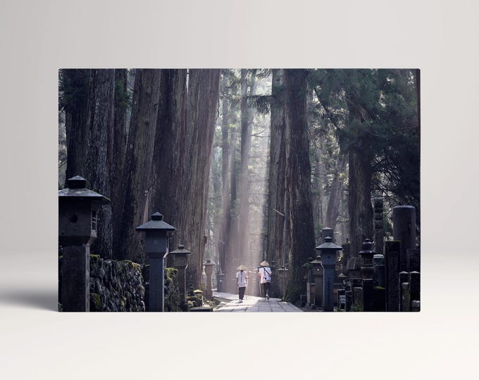 Koyasan Temple pathway canvas eco leather print