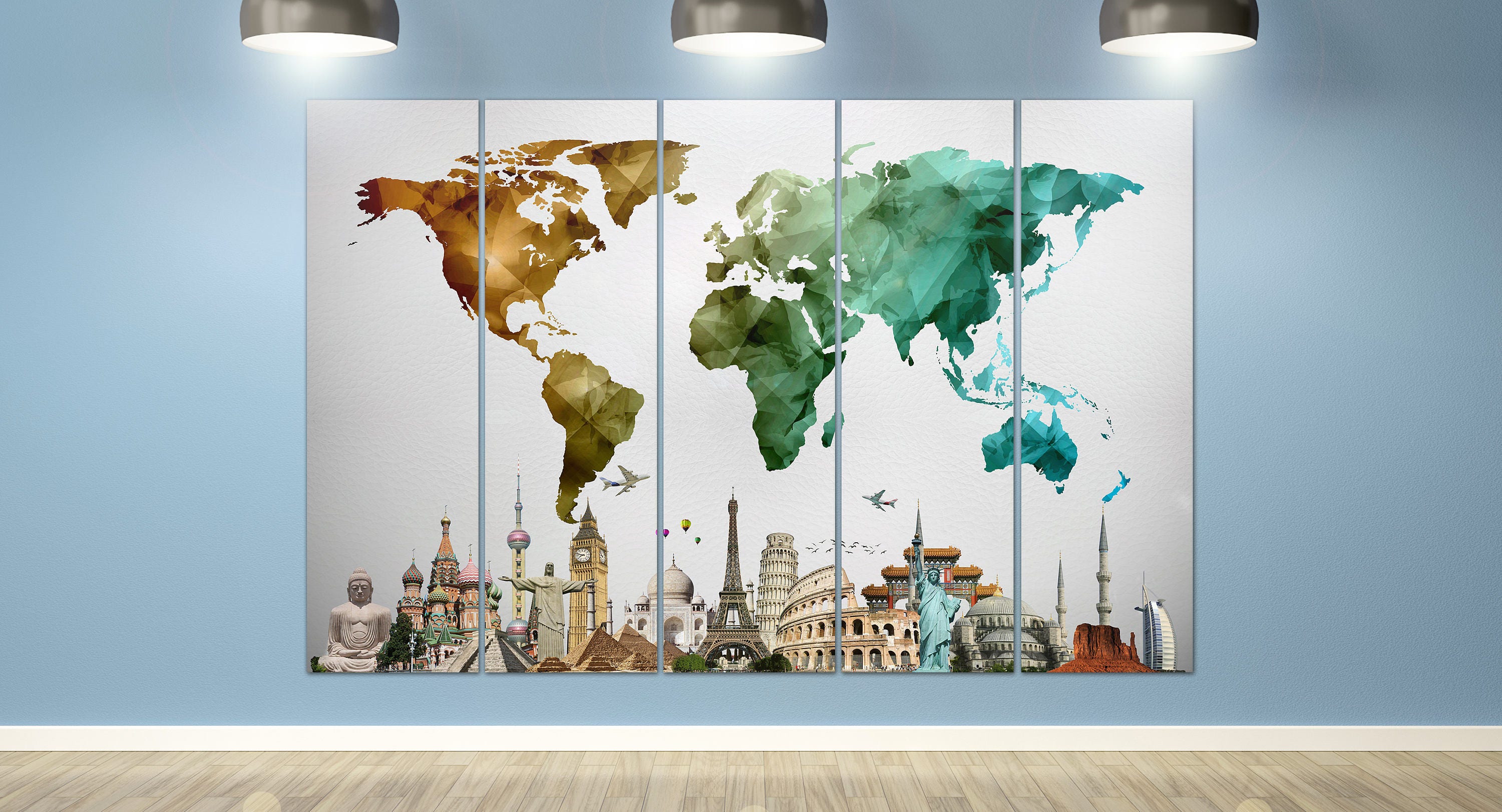 LARGE Color World Map Vector with - Il Fullxfull.1228939803 3izz