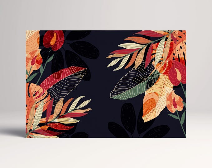 Tropical Noir Exotic Foliage Art Vibrant Wall Art Eco Leather Print