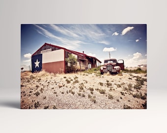 Texas BBQ Route 66 Vintage Sign PETA Approved Eco Leather Single Triptych Art