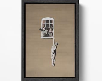 Well Hung Lover Naked Man Hanging From Window Banksy Wall Art Eco Leather Print