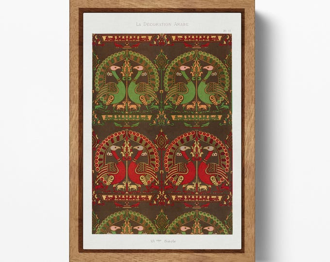 Arabesque Peacock Wall Art Prisse d’Avennes Islamic Pattern on Vegan Leather