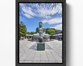 Kamakura Japan Buddha Wall Art Eco Leather Canvas Print Zen Decor