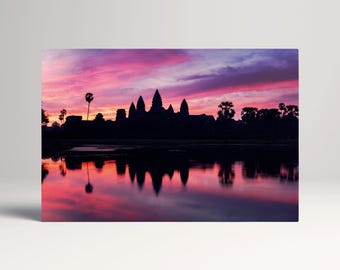 Angkor Wat Sunrise Cambodia PETA Approved Eco Leather Single Triptych Wall Art