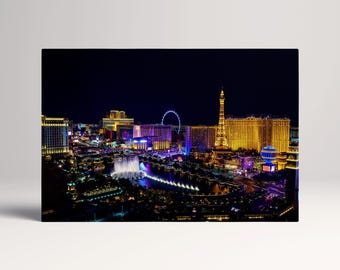Las Vegas Strip Night PETA Approved Eco Leather Canvas Multi Panel Wall Art