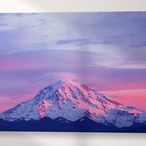 Mount Rainier Sunset Vegan Leather Print: Large Wall Art