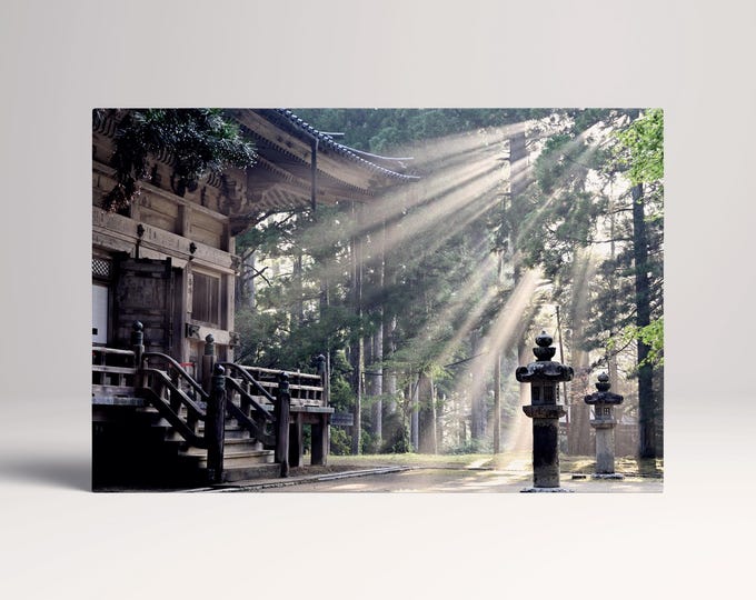 Koyasan Temple sunrays canvas eco leather print, Made in Italy!