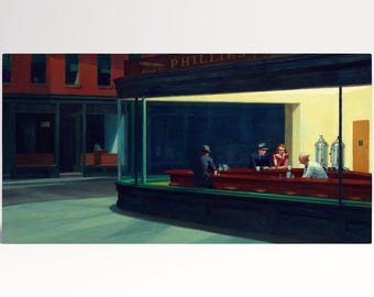 Nighthawks by Edward Hopper Reproduction Vintage Wall Art Eco Leather Canvas Print