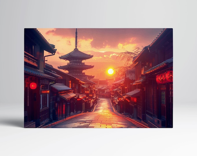 Kyoto Lanterns Anime Eco Leather Wall Art Frame