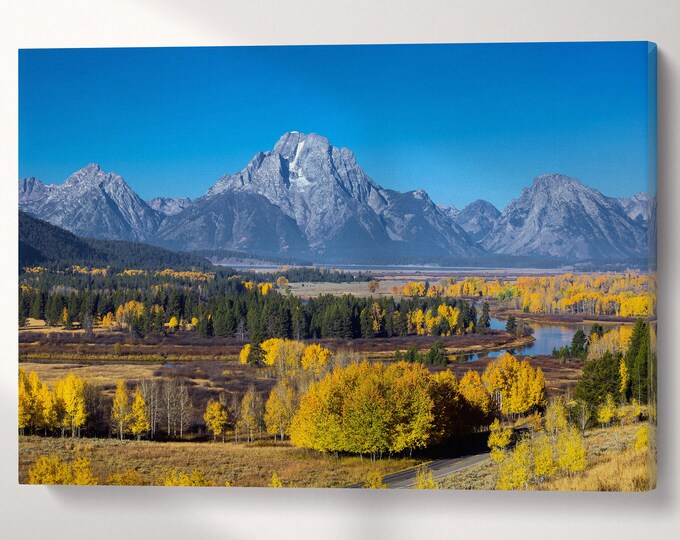 Grand Teton National Park Wyoming USA Canvas Eco Leather Print, Made in Italy!