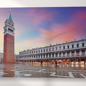 San Marco square Venice Venezia Italy Canvas Eco Leather Print, Made in Italy!