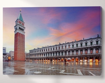 San Marco square Venice Venezia Italy Canvas Eco Leather Print, Made in Italy!