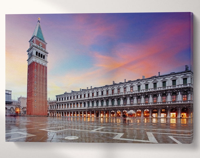 San Marco square Venice Venezia Italy Canvas Eco Leather Print, Made in Italy!